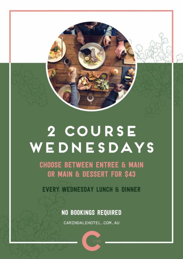 Carindale Hotel 2 Course Wednesday Web Poster